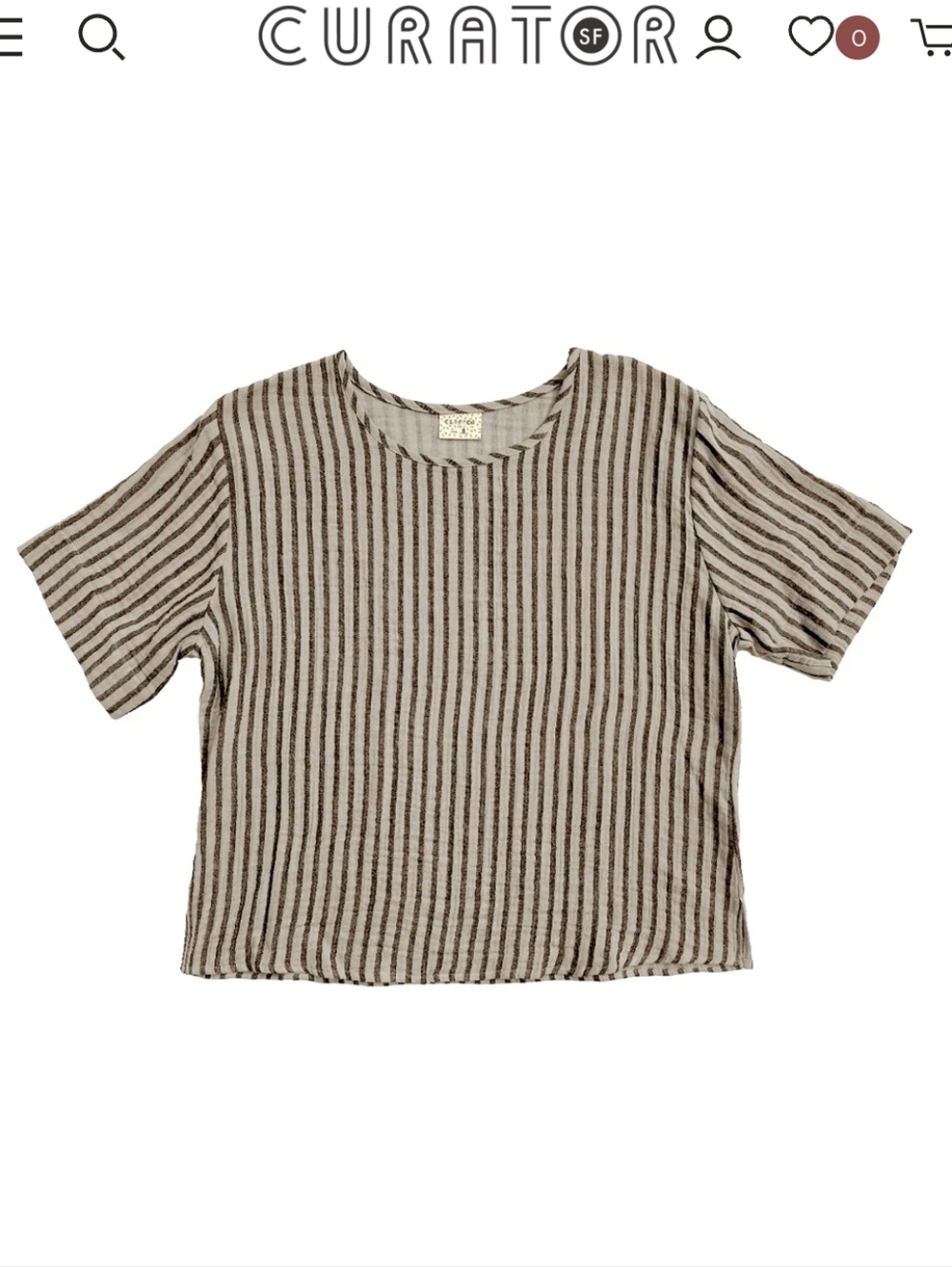 Curator SF Hanna Tee Oat+Black Stripe S 100% Cotton FLAW